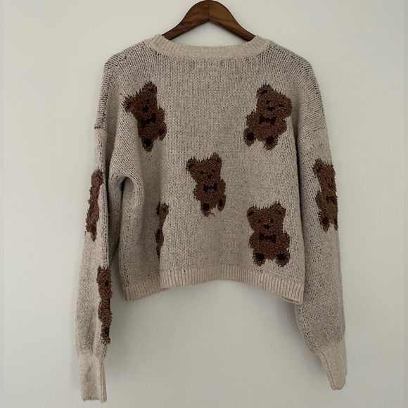 Oak + Meadow Teddy Bear Scoop Neck Long Sleeve Pullover Sweater Size Medium - Picture 2 of 7